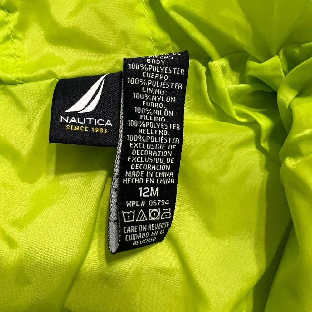 Nautica 12m Bright Blue & Lime Green Puffer Jacket - Picture 4 of 5